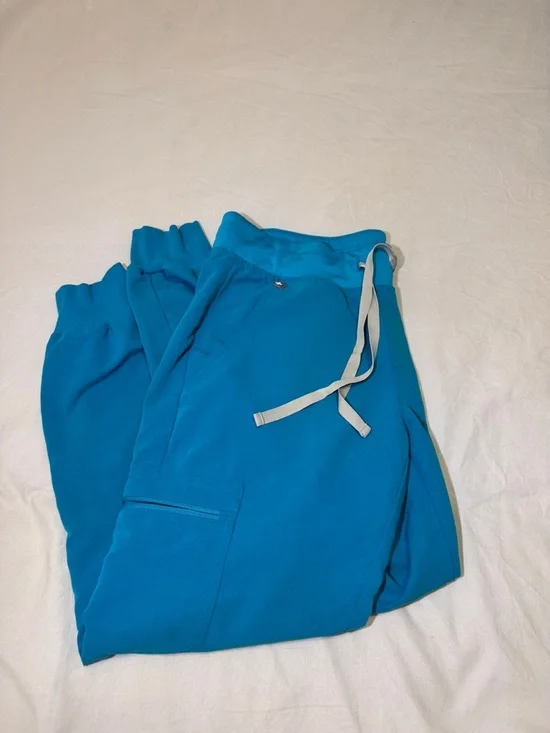 Figs Bright Teal Drawstring Jogger Pants - Picture 1 of 2